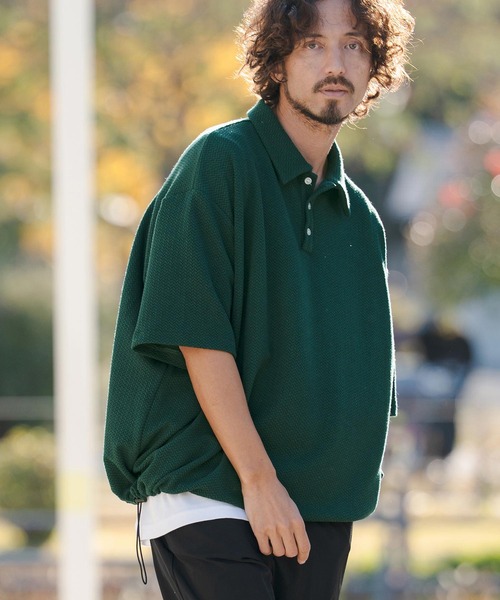 CAMBIO（カンビオ） ポロシャツ mhs2480- 裾絞りジャガードカット