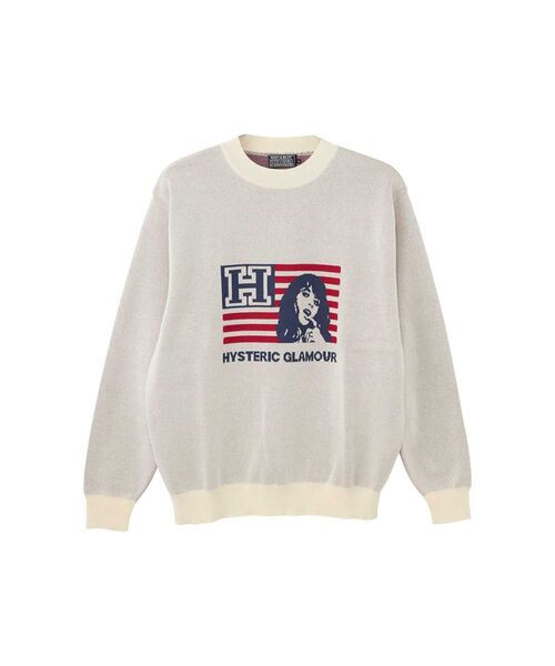 HYSTERIC GLAMOUR HYS ロゴ ニット セーター ライン袖 M HYSTERIC GLAMOUR（ヒステリックグラマー） 長袖ニット X-LARGE