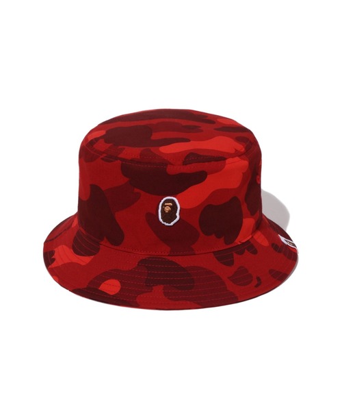 A BATHING APE バケットハット レッドカモ Mサイズ A BATHING APE（アベイシングエイプ） 帽子 ハット COLOR CAMO BUCKET