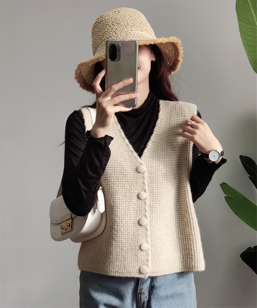 「MAISON DE THERESE」 ニットベスト FREE ブラック レディース_画像4