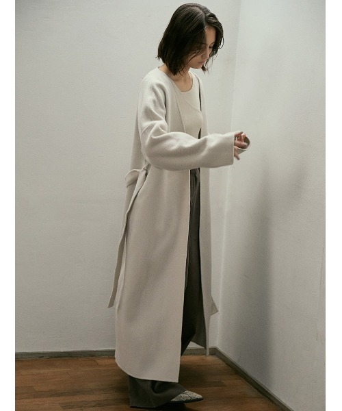 「ISOOK」 ノーカラーコート FREE アイボリー レディース_画像2