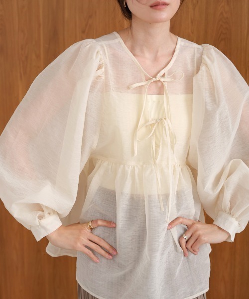 「Bab」 長袖ブラウス M ライトブルー レディース_画像5