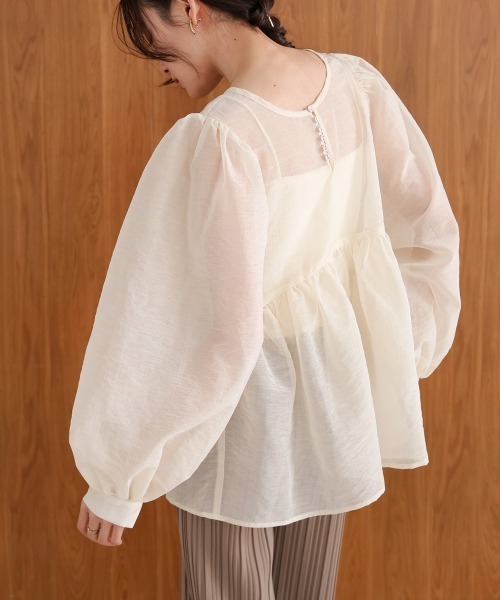 「Bab」 長袖ブラウス M ライトブルー レディース_画像6