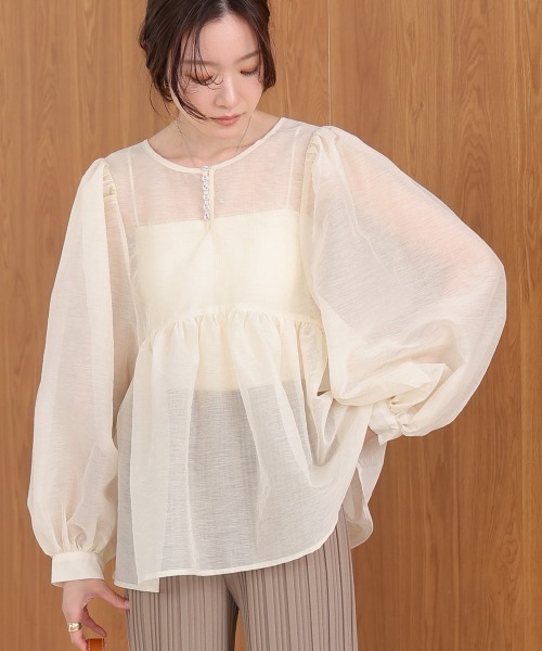 「Bab」 長袖ブラウス M ライトブルー レディース_画像9