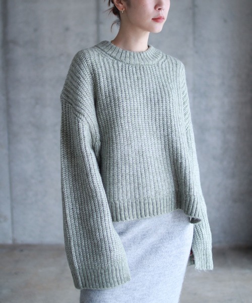 「gina tricot」 長袖ニット M ライトグレー レディース_画像9