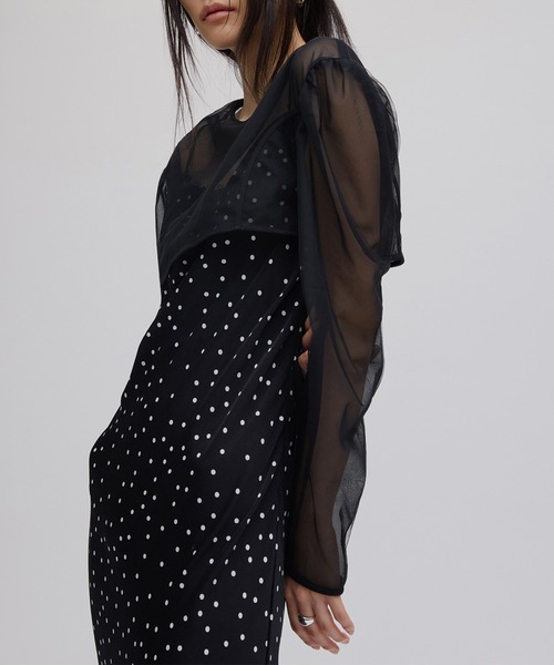 Ameri（アメリ） ドレス RANDOM DOT SHEER LAYERED DRESS : ZOZOTOWN