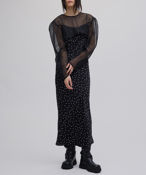 Ameri（アメリ） パーティードレス ドレス RANDOM DOT SHEER LAYERED