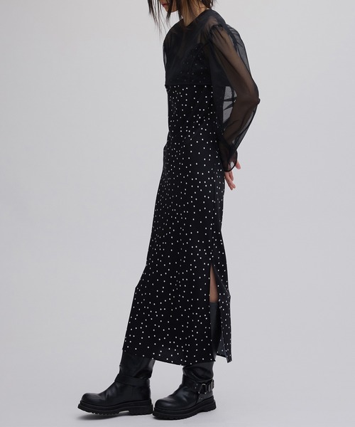 Ameri（アメリ） パーティードレス ドレス RANDOM DOT SHEER LAYERED