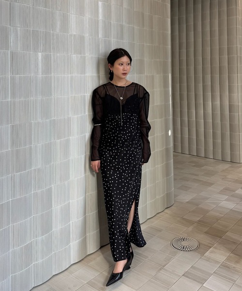Ameri（アメリ） ドレス RANDOM DOT SHEER LAYERED DRESS : ZOZOTOWN