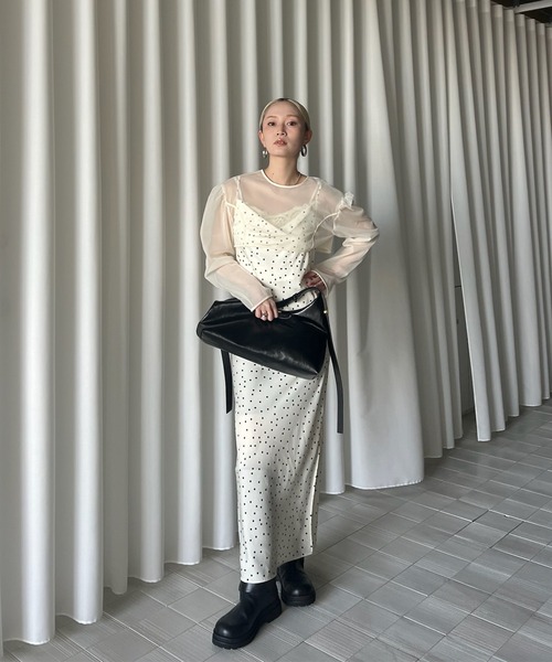 Ameri（アメリ） ドレス RANDOM DOT SHEER LAYERED DRESS : ZOZOTOWN