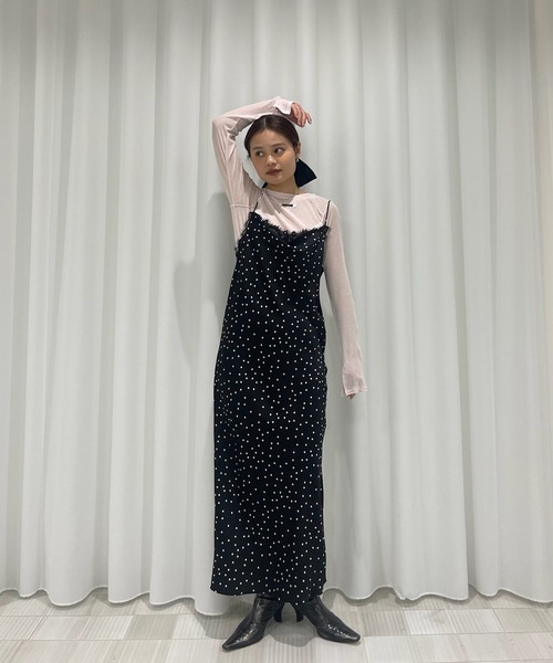 Ameri（アメリ） ドレス RANDOM DOT SHEER LAYERED DRESS : ZOZOTOWN