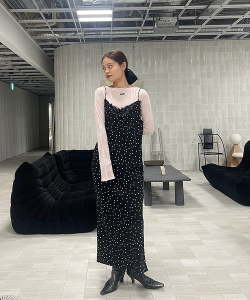 Ameri（アメリ） ドレス RANDOM DOT SHEER LAYERED DRESS : ZOZOTOWN