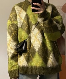 「B.R.U」 長袖ニット FREE グリーン メンズの画像2