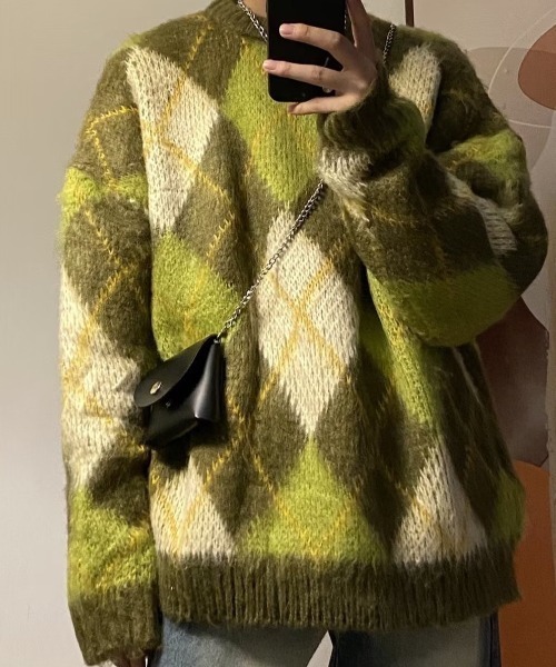 「B.R.U」 長袖ニット FREE グリーン メンズの画像2