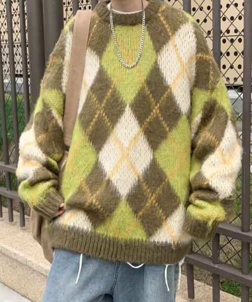 「B.R.U」 長袖ニット FREE グリーン メンズの画像5