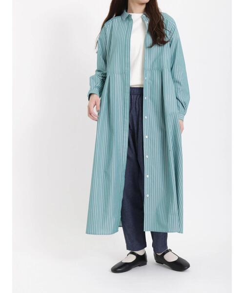 「sm2rhythm」 シャツワンピース フリ- ネイビー レディース_画像3