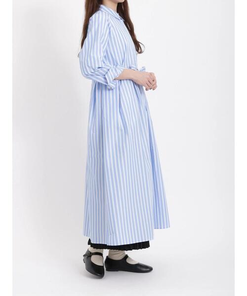 「sm2rhythm」 シャツワンピース フリ- ネイビー レディース_画像4