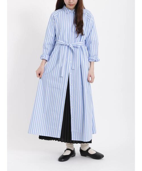 「sm2rhythm」 シャツワンピース フリ- ネイビー レディース_画像5