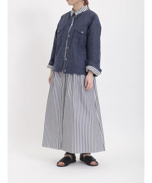 「sm2rhythm」 シャツワンピース フリ- ネイビー レディース_画像8