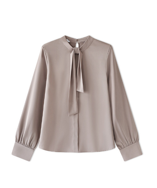 「COCOMOMO」 長袖ブラウス L ダークブラウン レディース_画像4