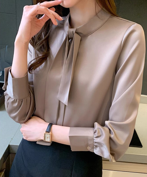 「COCOMOMO」 長袖ブラウス L ダークブラウン レディース_画像8