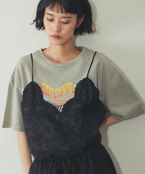 キャミソール 「セットアップ対応」スカラップ 刺繍 レース バック