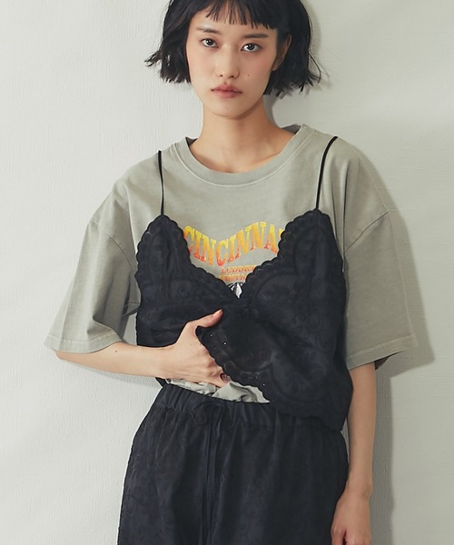 キャミソール 「セットアップ対応」スカラップ 刺繍 レース バック