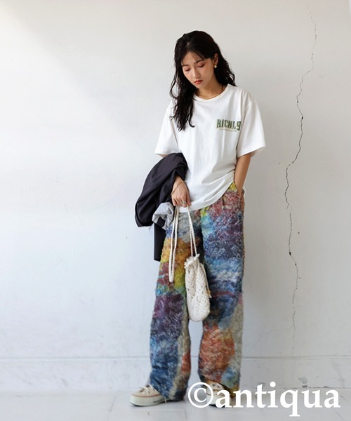 「antiqua」 イージーパンツ LARGE ブルー レディース_画像4