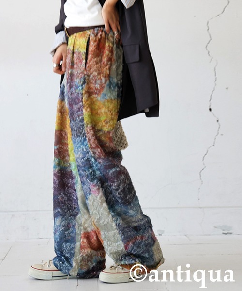 「antiqua」 イージーパンツ LARGE ブルー レディース_画像5