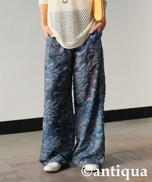 「antiqua」 イージーパンツ LARGE ブルー レディース_画像6