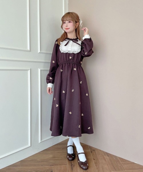 ワンピース プチローズ刺繍レースヨークワンピース/fint フィント | F i.n.t | 07