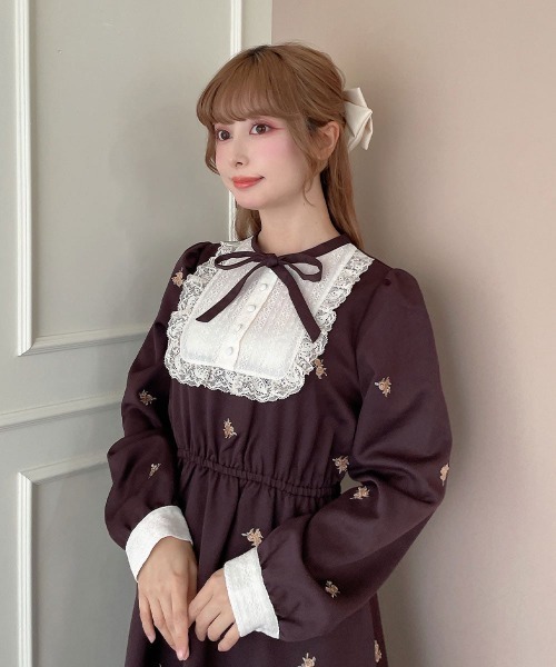 ワンピース プチローズ刺繍レースヨークワンピース/fint フィント | F i.n.t | 08
