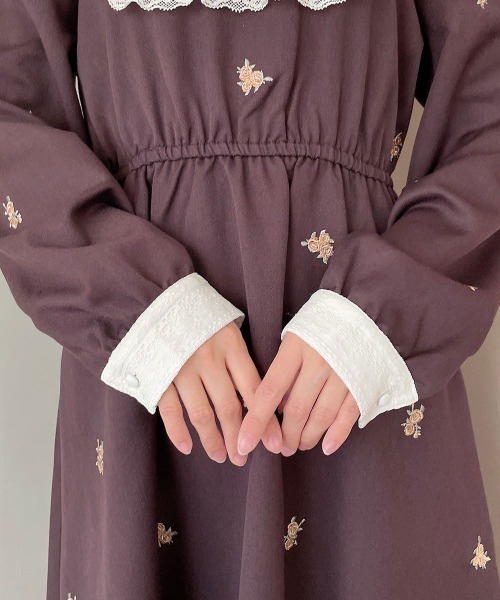 ワンピース プチローズ刺繍レースヨークワンピース/fint フィント | F i.n.t | 11