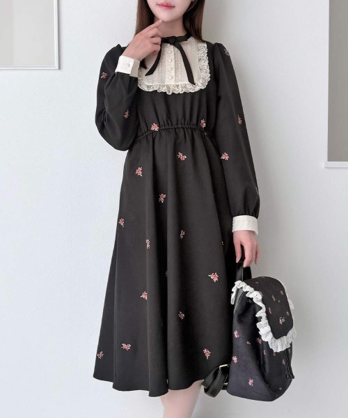 ワンピース プチローズ刺繍レースヨークワンピース/fint フィント | F i.n.t | 15