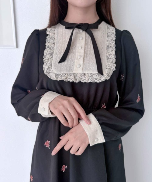 ワンピース プチローズ刺繍レースヨークワンピース/fint フィント | F i.n.t | 17