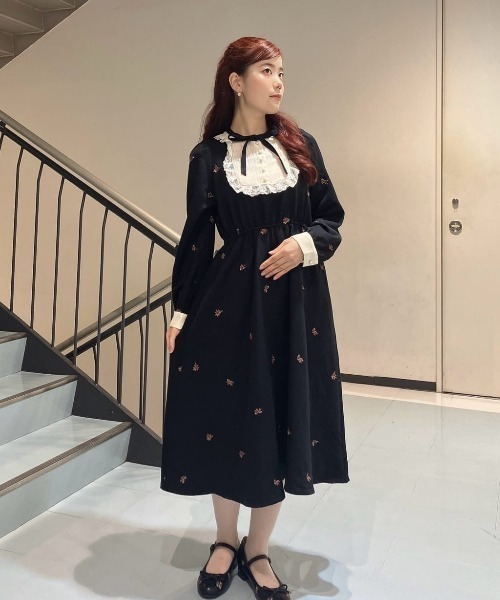 ワンピース プチローズ刺繍レースヨークワンピース/fint フィント | F i.n.t | 20