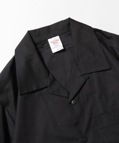 HEREN AND EARTH 透け感のある黒のボタンアップシャツ MEN DOT MESH COOL ワイドスプレッドカラー 半袖ポロシャツ