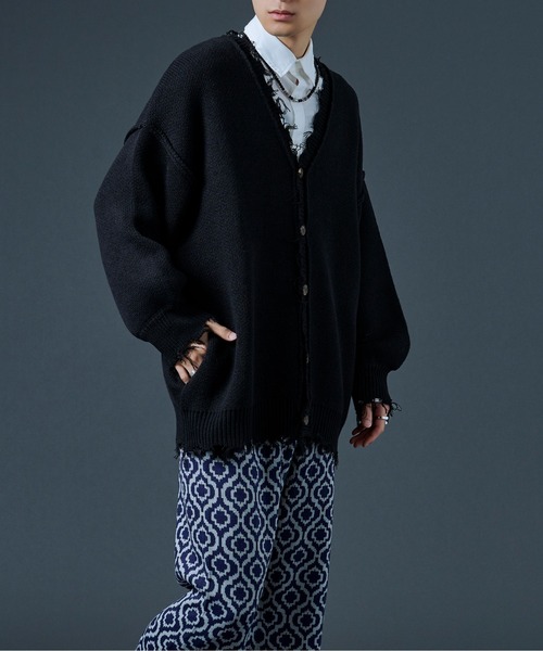 Ellno Loset（エルノロゼット） カーディガン ダメージニット