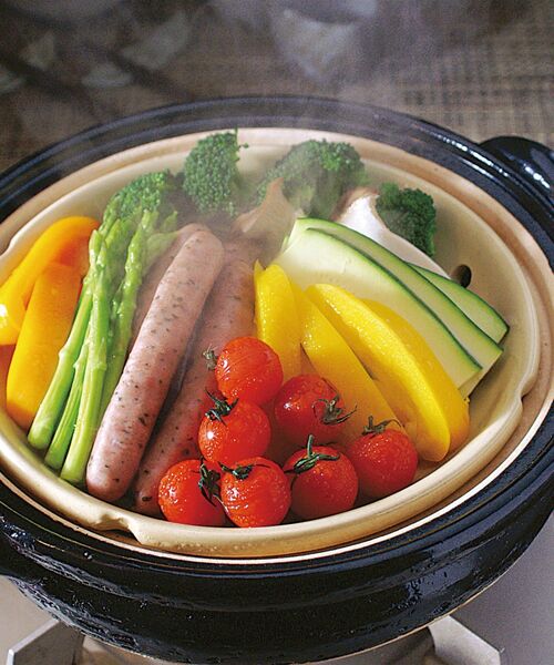 長谷園 ヘルシー蒸し鍋（黒） 長谷園 ヘルシー蒸し鍋 黒（大） 大