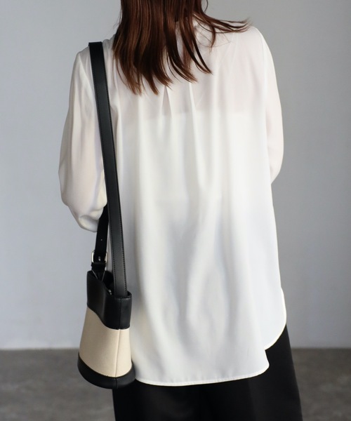 ブラウス シャツ 2way ノーカラーブラウス レディース ブラウス シャツ 2way no collar yoke shirt /2way ノーカラー