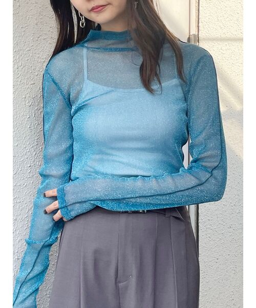tシャツ ラメシアーカットソー レディース MURUA tシャツ Tシャツ レディース ラメシアートップス「WEB限定