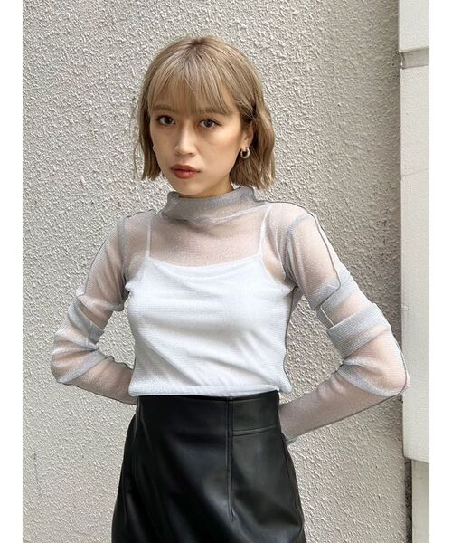 tシャツ ラメシアーカットソー レディース MURUA tシャツ Tシャツ レディース ラメシアートップス「WEB限定