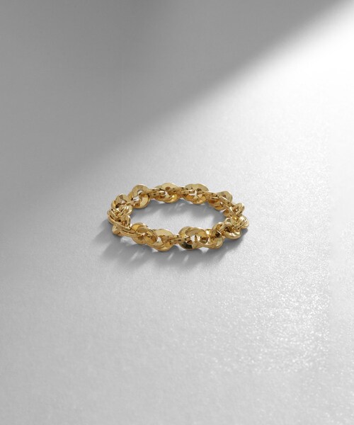 COCOSHNIK（ココシュニック） 指輪 リング K18中空モザイクチェーン