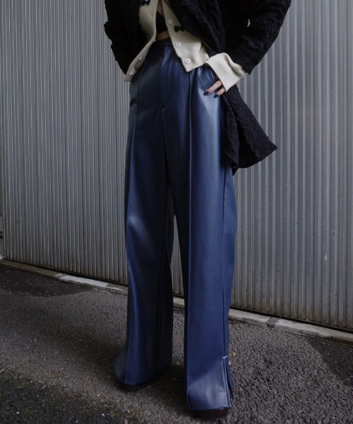 Ameri（アメリ） ワイドパンツ パンツ PIN TUCK SYNTHETIC LEATHER