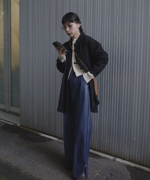 Ameri（アメリ） パンツ PIN TUCK SYNTHETIC LEATHER PANTS レディース