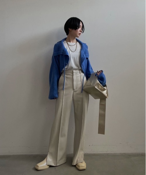 Ameri（アメリ） パンツ PIN TUCK SYNTHETIC LEATHER PANTS レディース