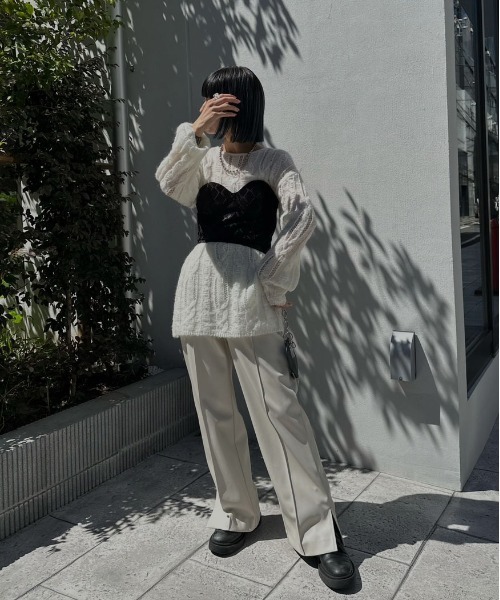 Ameri（アメリ） パンツ PIN TUCK SYNTHETIC LEATHER PANTS レディース