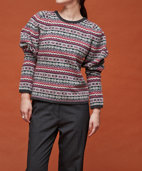 Bonum ニット フェアアイルパフスリーブニット レディース : ZOZOTOWN  