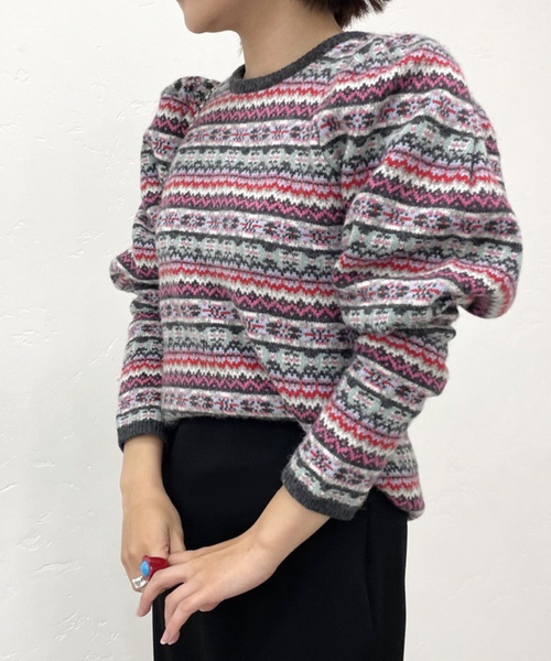 Bonum ニット フェアアイルパフスリーブニット レディース : ZOZOTOWN  