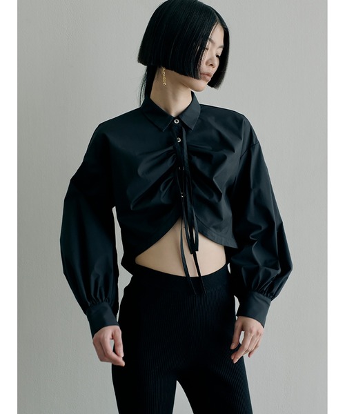 SORIN ブラウス シャツ Broad Curved Hem Ribbon Shirt